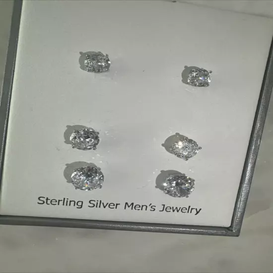 Blac Label Heritage Sterling Silver Men’s Earring 3 Pairs