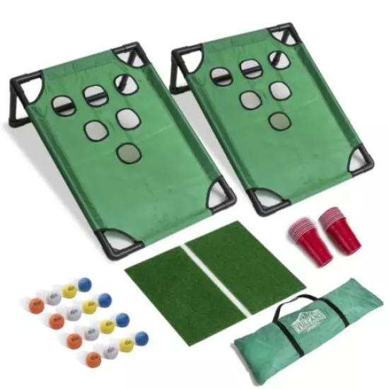 VULCANO SPORTS Beer Pong Golf Game Set Includes Target Boards, 20 Red Cups, C...