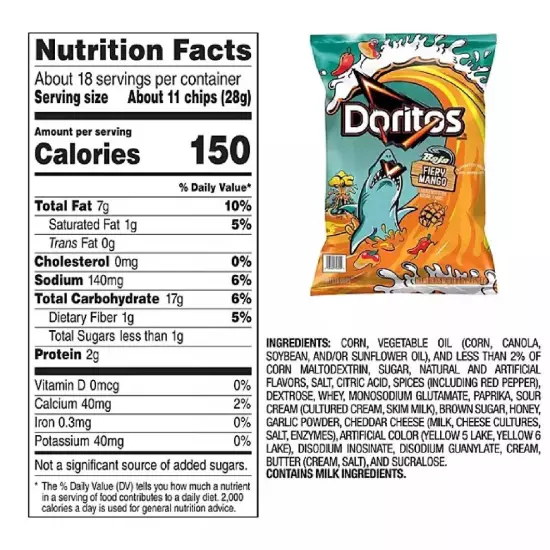 Doritos Baja Fiery Mango Tortilla Chips, 18.37 oz.