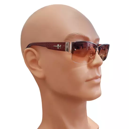 Sunglasses Men Brown Color Block Gradient Lens Decor Eyewear