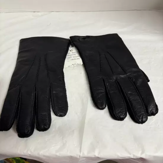 VTG Ladies Fownes Black Leather Driving Gloves Size Large New w/Tags VERY SOFT