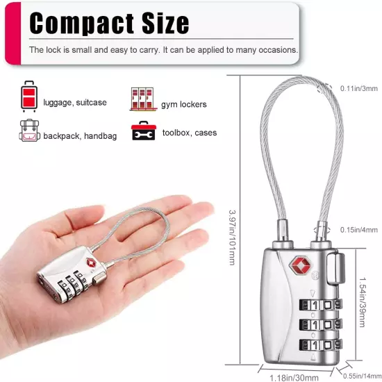 TSA Locks 2 Pack - Luggage Lock for Travel, Gym, School, Suitcases, Baggage, Sma