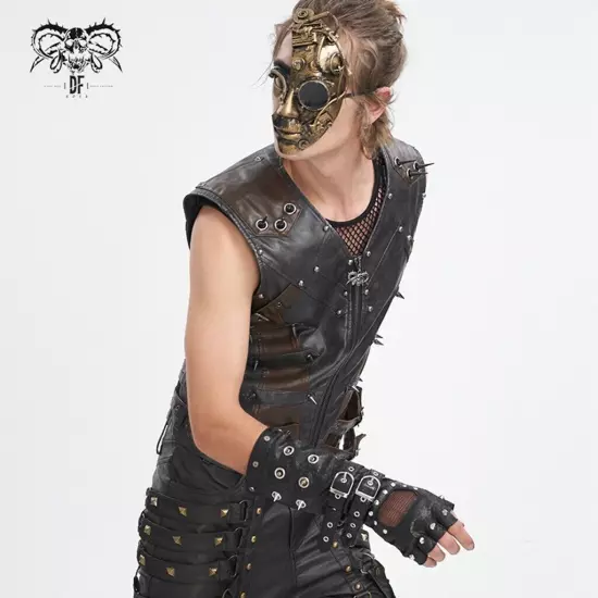 Devil Fashion Men Black Red Gothic Punk Spiked Rivet Belt Decoration Gloves