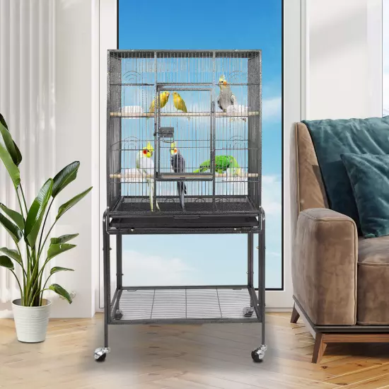 Multiple Sizes Rolling Bird Cage for Small Parrot Cockatiel Parakeet Cage Play