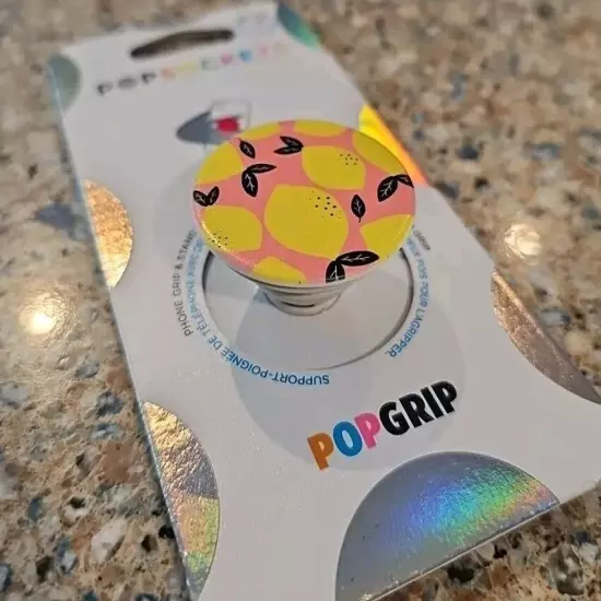 POPSOCKETS POPGRIP Lemon Drop•Swappable •Brand New•White Base