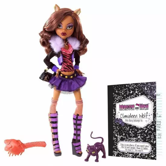 Monster High ORIGINAL Clawdeen Wolf Doll & Pet Cat CRESENT Werewolf New RARE