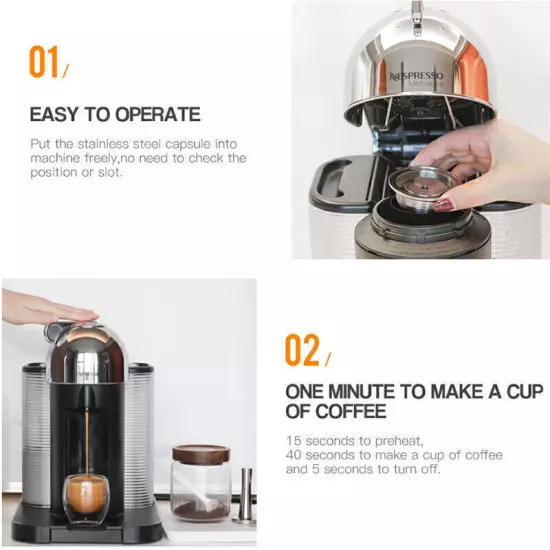 Stainless Steel Refillable Coffee Pods Capsules For Nespresso Vertuo Plus Series