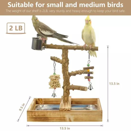 Natural Wood Bird Toys Playground, Bird Cage Accessories, Bird Perches, with ...