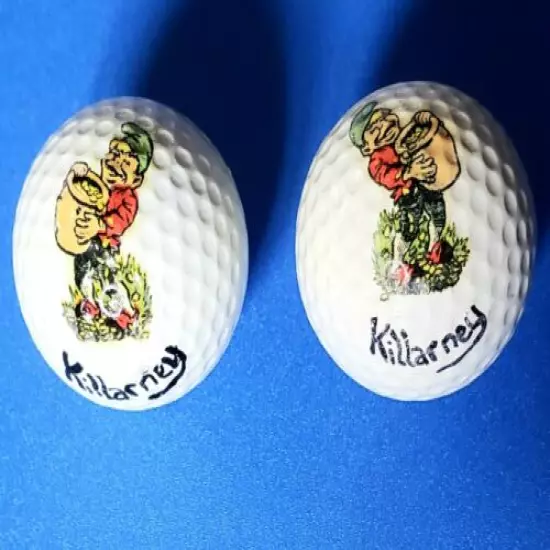 Killarney Golf Balls Vintage Logos Fishing Ireland 2 Leprechauns Pot of Gold