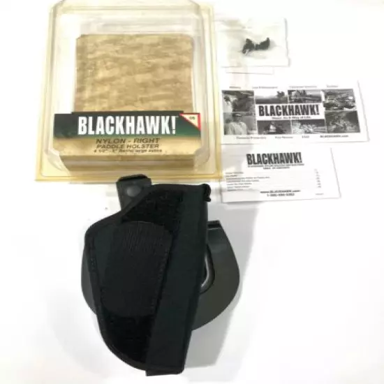 BLACKHAWK! 40PH05BK-R NYLON PADDLE HOLSTER FOR LARGE FRAME AUTO 4.5-5" BARREL RH