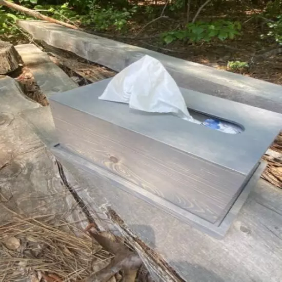 Tissue Box Concealed Compartment/ Weathered Grey