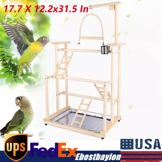 3 Layers Bird Playground Parrot Play Stand Bird Gym for Parakeets Cockatiels TOP