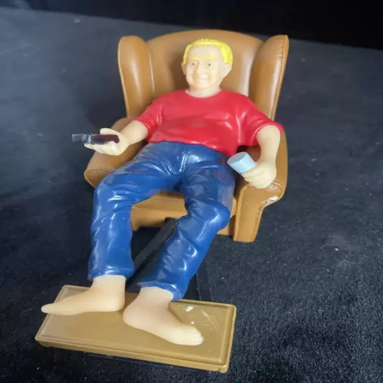 Couch Potato Old Man Sitting In Chair Relaxing TV Beer - Cake Topper VTG Decopac