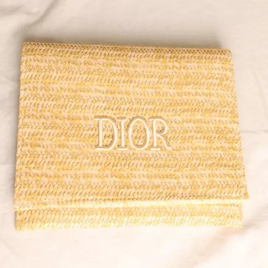 Christian Dior Clutch Pouch Bag Case rattan beige Not sold in Store Unused