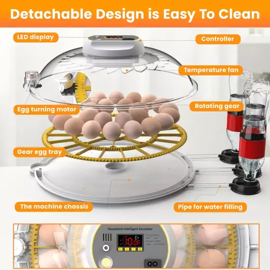 Incubators for Hatching Eggs, 18-60 Eggs Incubator with Automatic Egg Turning an