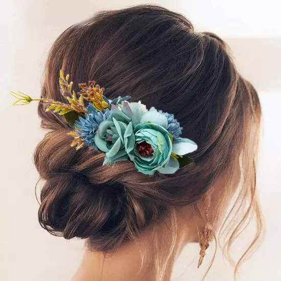 Bridal Boho Rose Flower Hair Comb Clip Hairpin Wedding Party Hair Accessories□