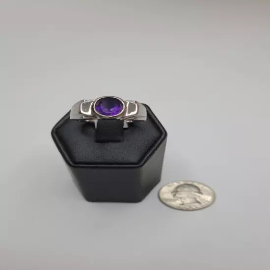 Stainless Steel Men's Dark Amethyst Size 11 3/4 Ring! Amazing!