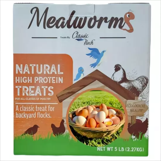 5Lb Dried Mealworms - High Protein, Pure Natural, Delicious - Ideal for Chickens