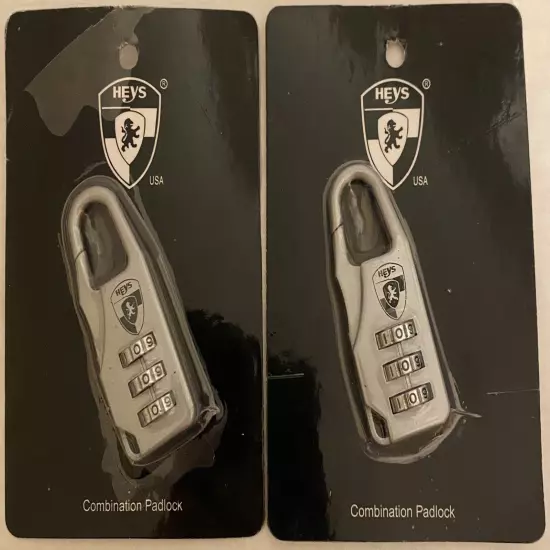 2 HEYS COMBINATION PADLOCK ZIPPER LOCK NEW IN PACKAGE.