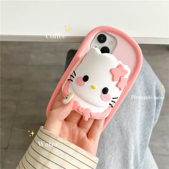 3D Slipper Cover Case Stand For iPhone 14 15 16 Pro Max 3D Cartoon Hello Kitty