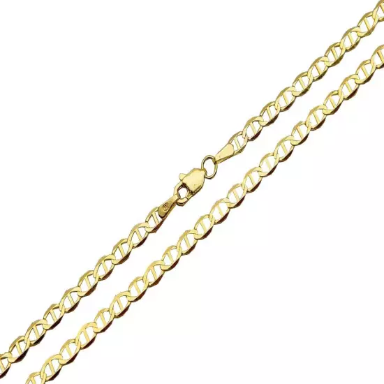 10k Solid Yellow Gold Mariner Link Chain 2mm-6mm Men's Women Necklace 7"- 26"