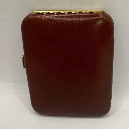 Vintage BUXTON Brown Cowhide 6 Key-Tainer Enclosed Key Holder Case