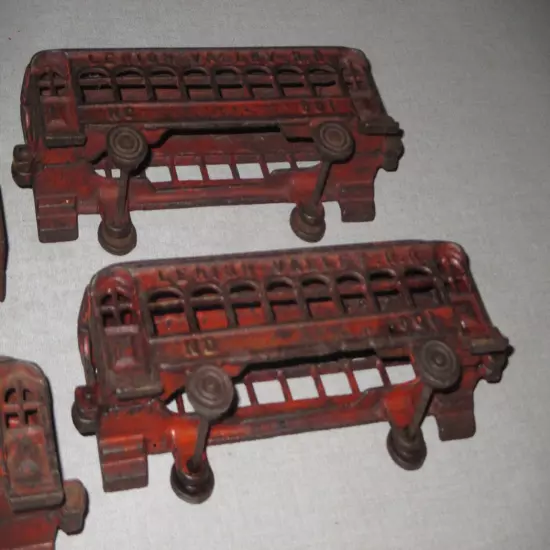 ANTIQUE FLOOR CAST IRON TOY TRAIN-SHIMER-SKIDOO-LEHIGH VALLEY R.R.-5 PIECE SET