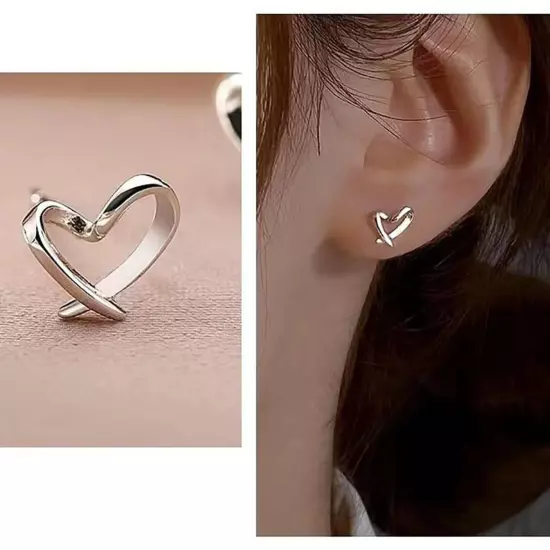 Tiny Heart Stud Earrings, Hypoallergenic Small Stud Earrings for Women Girls, Go