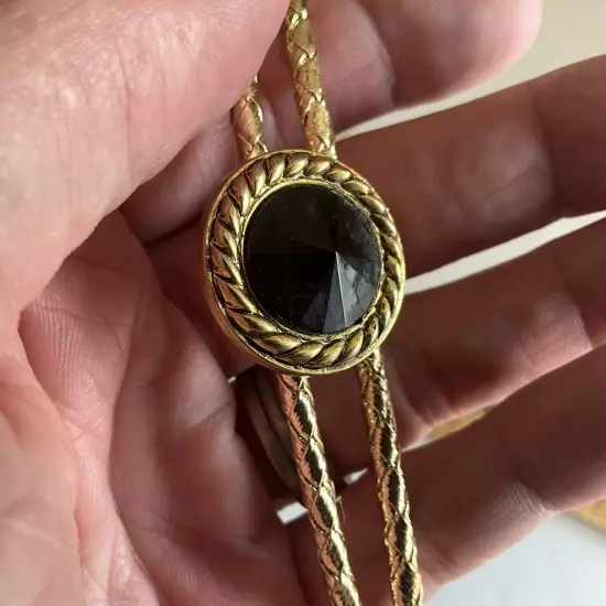 Gold Tone Bolo Tie Circular Pennant