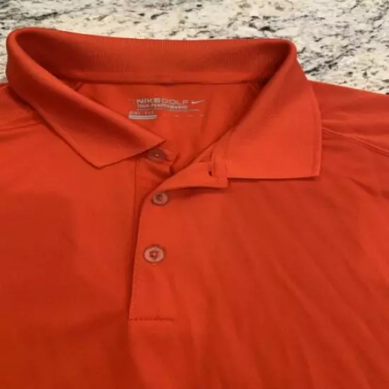 NIKE Golf Tour Performance Dri Fit Polo Shirt Mens XXL Orange Swoosh