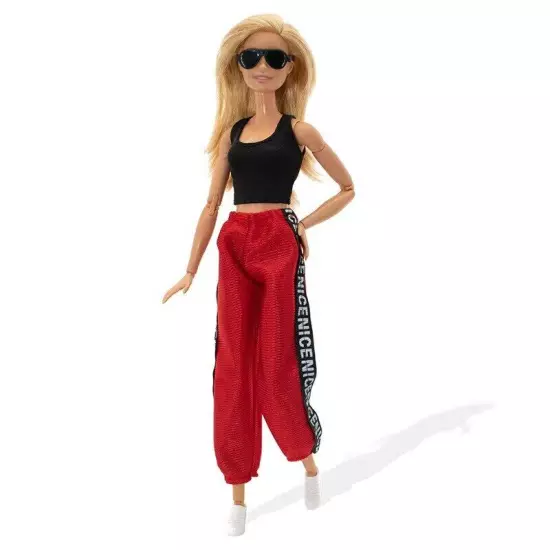 Black Style 1/6 Doll Clothes For 11.5" Doll Outfits Shirt Top Shorts Pants Skirt