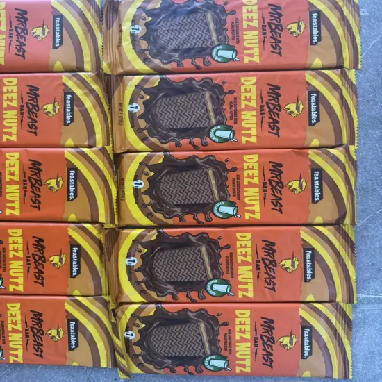 2.1 Oz 10 Pack Feastables Mr Beast Chocolate Bar Peanut Butter Deez Nuts