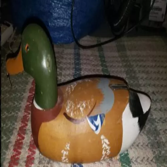 Vintage wooden decoy mallard 14" long