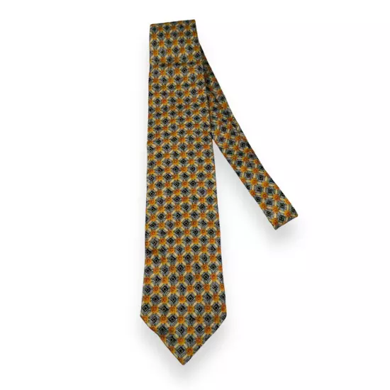 Ermenegildo Zegna Neck Tie Men Blue Yellow Floral Silk Made in Italy