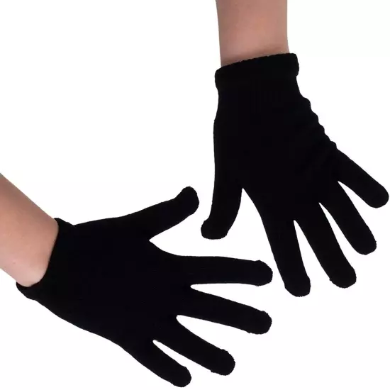 12 PK Wholesale Bulk Winter Gloves Unisex, Bulk Pack Warm Thermal Gloves, Black