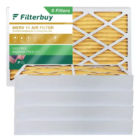 Filterbuy 16x25x4 Pleated Air Filters, Replacement for HVAC AC Furnace (MERV 11)