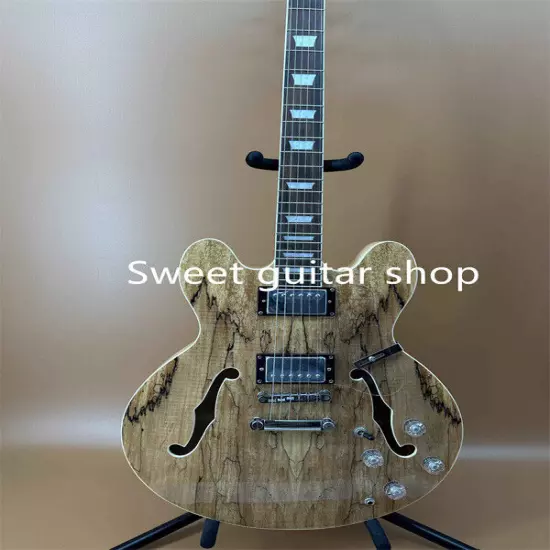 New ES335 Semi Hollow Natural Electric Guitart 2H Pickups Fixed Bridge Fast Ship