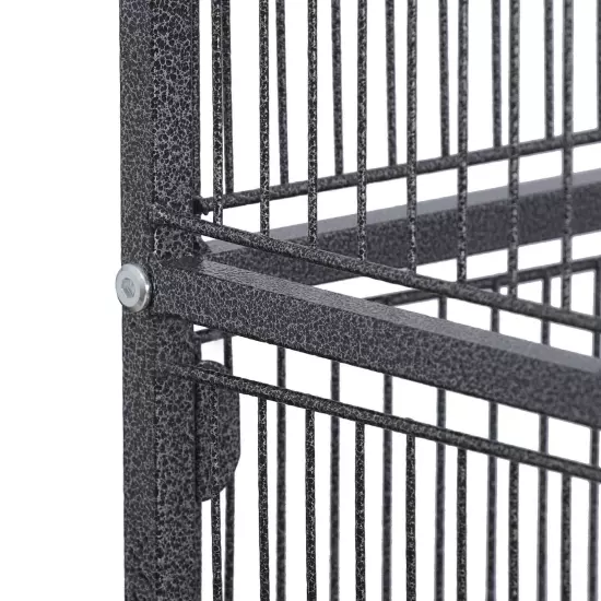 Black Large Rolling Metal Bird Cage Parakeet Cockatiel Cage with Draw-out Tray