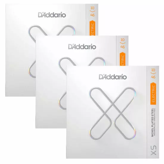 3-Pack! D'Addario Light XS Nickel Coated 10-46 Electric Guitar Strings XSE1046