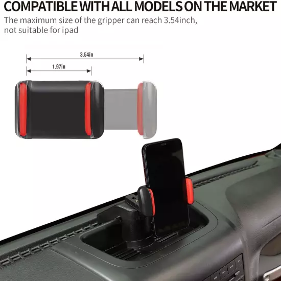 for Jeep JK Phone Holder with Storage Cell Phone Central Dash Phone Mount with S