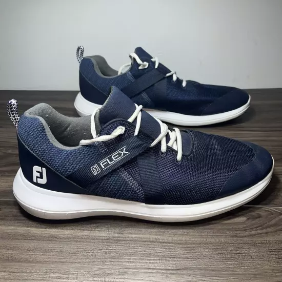 FootJoy FJ Flex Navy Blue White Spikeless Golf Shoes Mens Size 11M