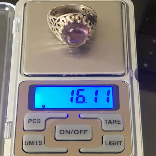 Men 925 silver ring Natural Dur Najaf Gemstone خاتم الدرالنجفي لون طبيعي نادرفحل