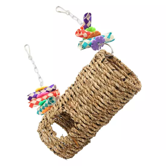 Parrot Grass Tunnel Chewing Relaxing Swing Bird Woven House Toy With Hole For