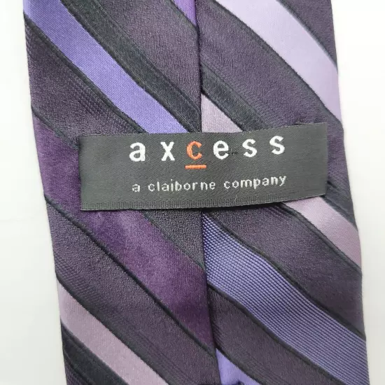 axcess Liz Clairborne Colorful Striped PURPLES Pattern Silk Business Necktie