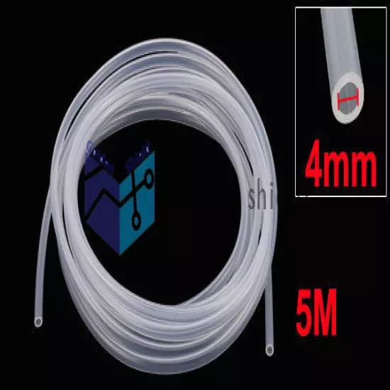 5M Length 4mm x 6mm Transparent Silicone Rubber Tubing Hose Pipe #