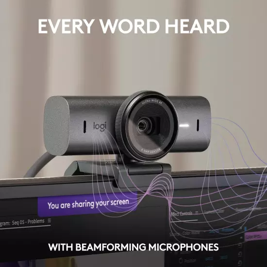 Logitech MX Brio Ultra HD 4K Collaboration and Streaming Webcam, 1080P at 60 FPS