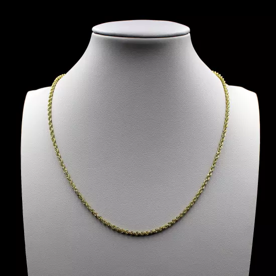 Real 10K Yellow Gold 2mm-6mm Diamond Cut Rope Chain Bracelet Necklace 16"- 30"