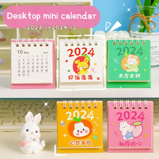 2024 Calendar Delicate Cute Refreshing Mini Desktop Notepad Coil Calendar BoJO