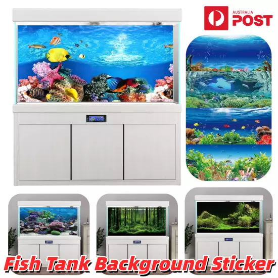 Aquarium Background Sticker Fish Tank Underwater Landscape Poster Decoration AU