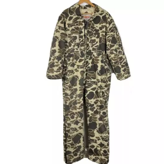 Vintage Winchester Men’s Medium Duck Camo Canvas Hunting Suit Coveralls Jumpsuit